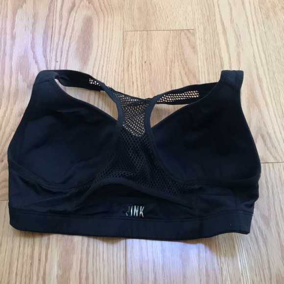 Pink Victoria’s Secret small Black Mesh Racerback yoga push up Bra. - Picture 2 of 5